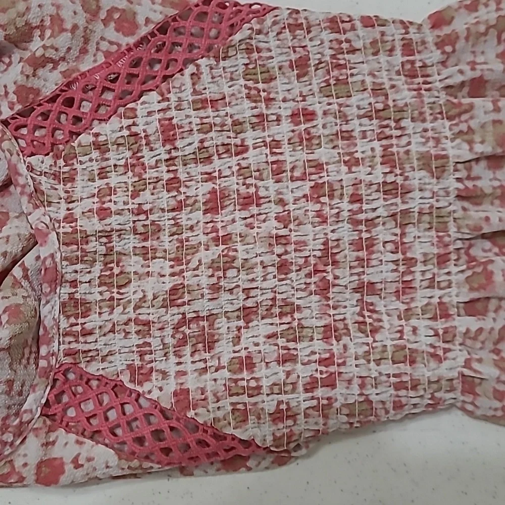 Zac & Rachel Blouse with Smocked Shoulders & Crochet Detail size 2X